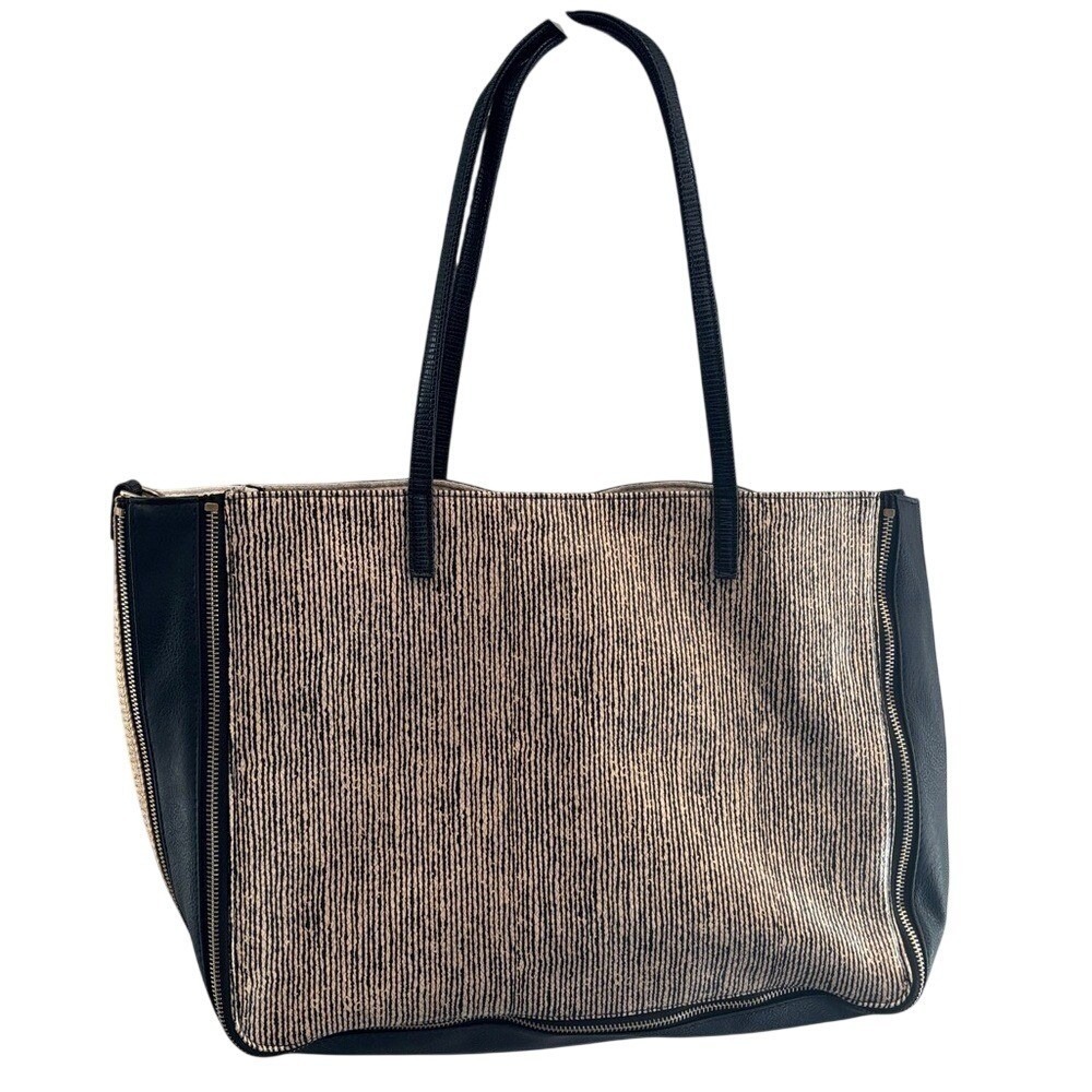 Sondra Roberts squared Black and Cream Tote, neutral, fall handbag/purse